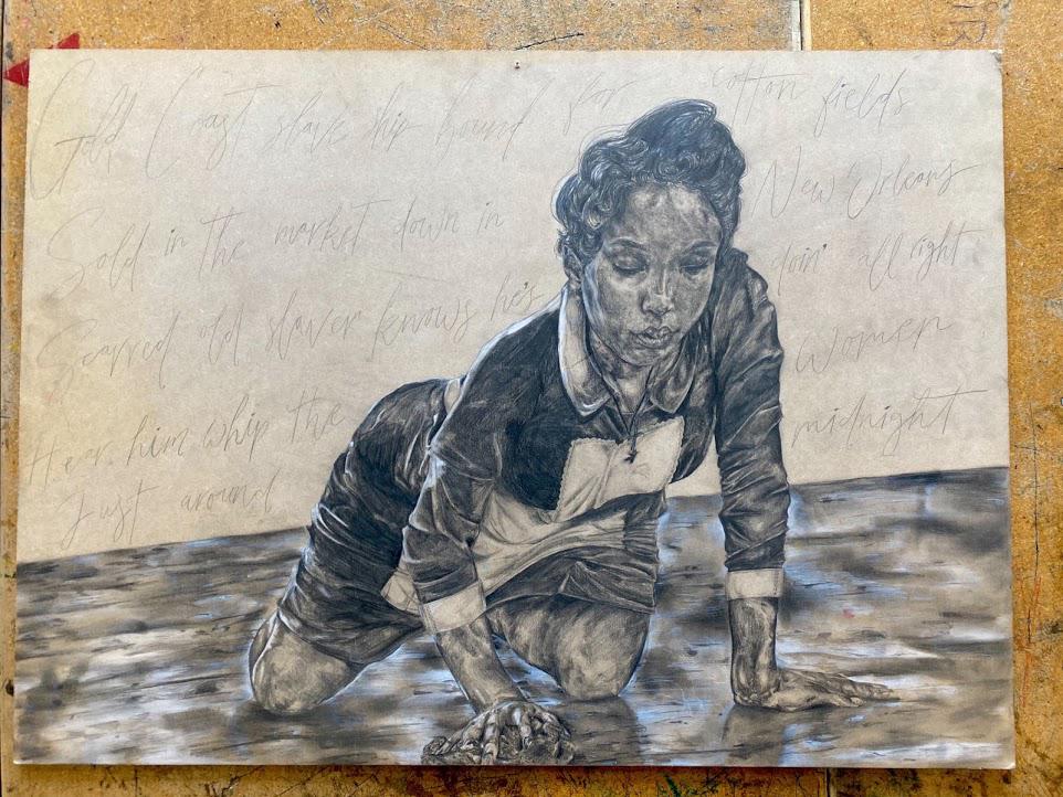 initial “brown” sugar piece / white & tonal pencil