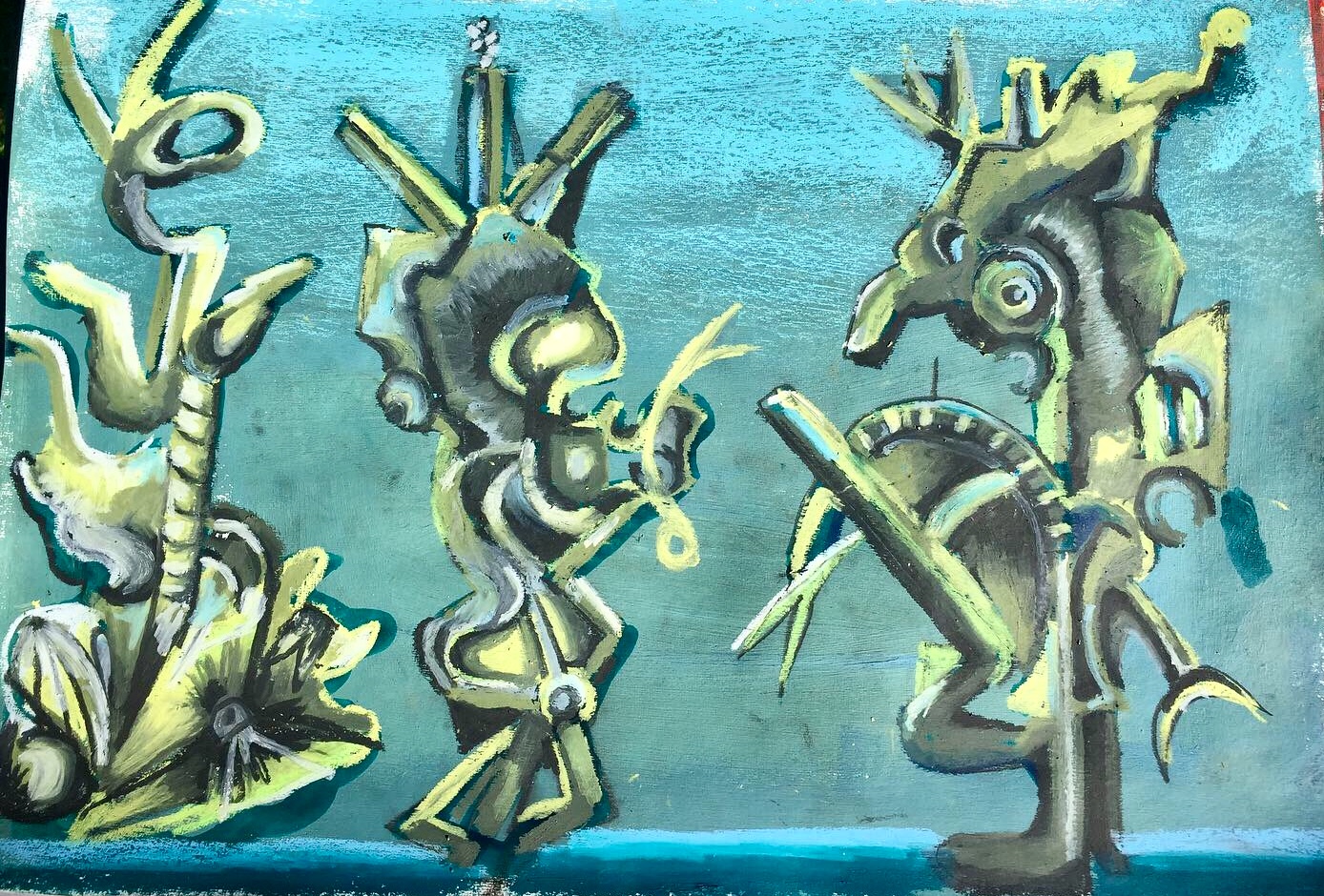 ‘Coral Dance’ A3 Oil pastel artwork.