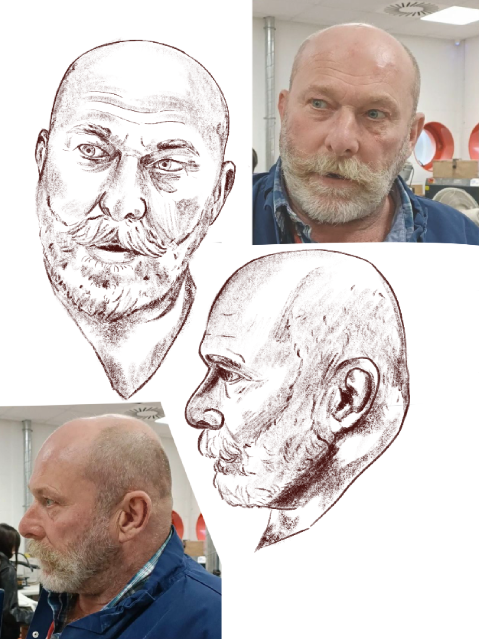 These are the initial digital sketches that lead to my sculpture of Paul.