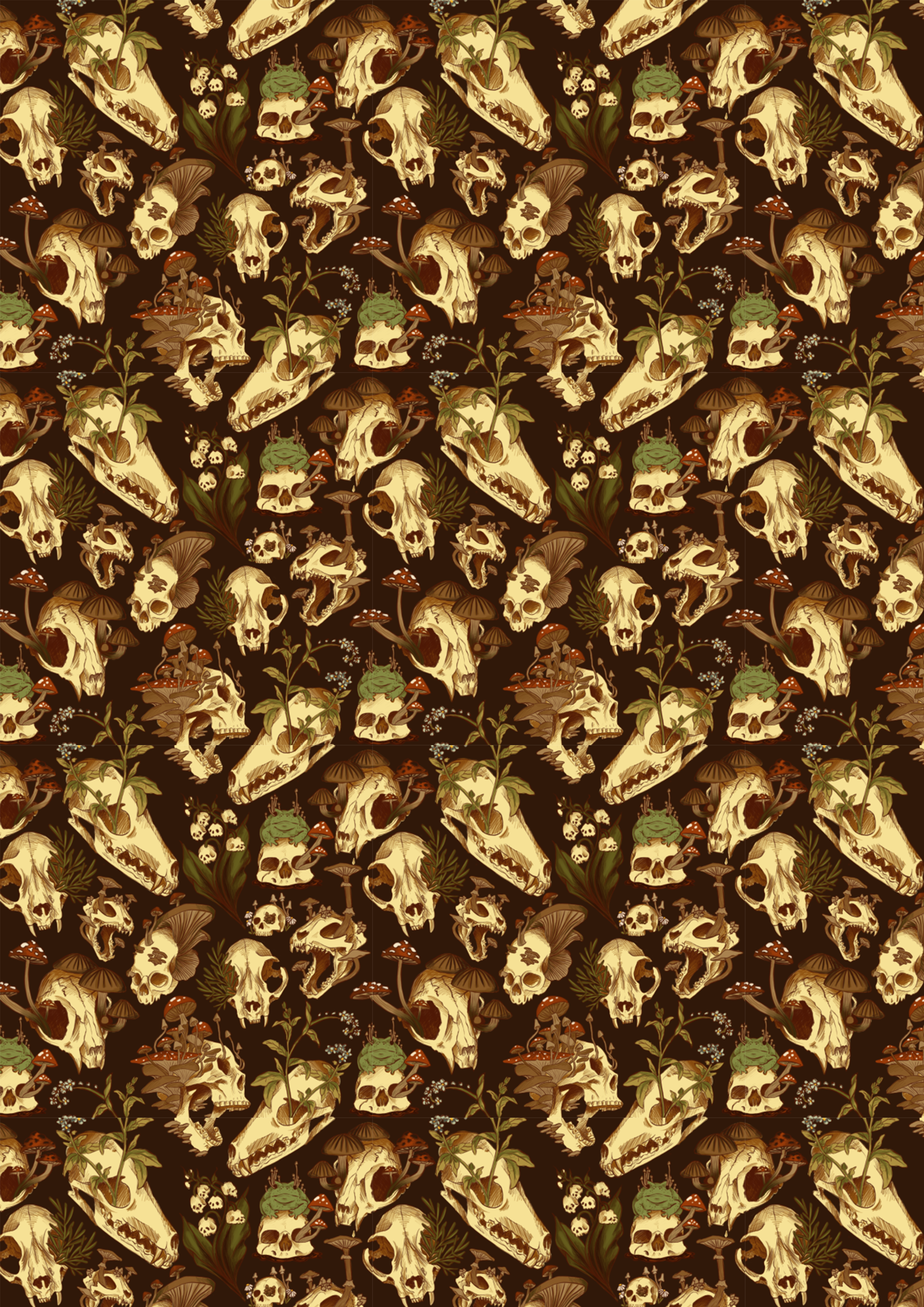 This image shows the pattern above repeated onto an A4 page. The repeat is almost invisible which makes it perfect to be printed onto wallpaper or fabric.