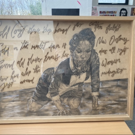 “brown sugar” / tonal self portrait on MDF, with laser cut words