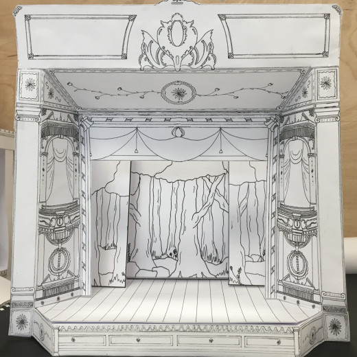 Outline version of my Toy Theatre, based on Darlington Hippodrome Theatre