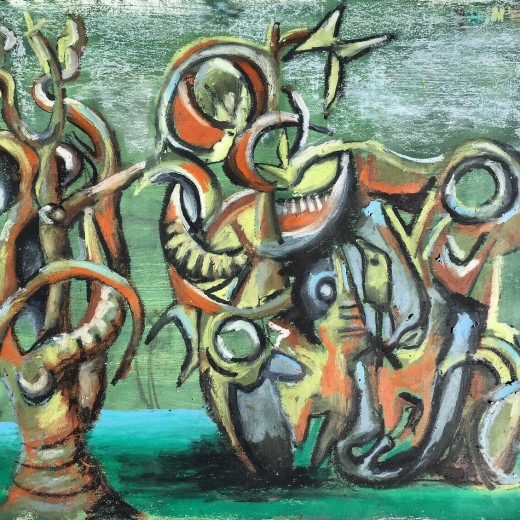 ‘Ship of Cats and Dogs’ A3 oil pastel artwork.