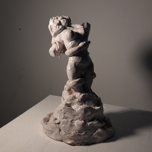 This is the finished Sculpture of Aphrodite, I absolutely love how the while glaze looks over the craft crank clay.