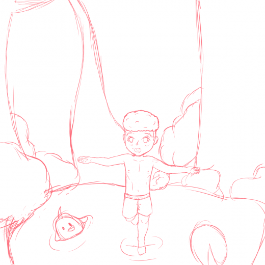 Sketch of my first piece with a proper background